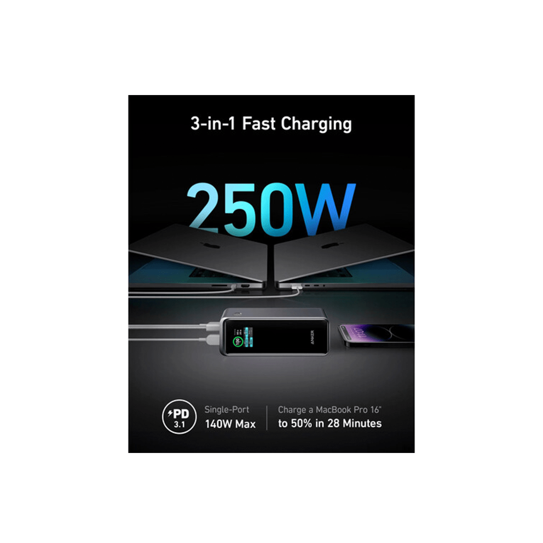 Anker 3-Port 250W 27,650mAh Power Bank with LCD Screen - Black in Qatar Anker 3-Port 250W 27,650mAh Power Bank with LCD Screen - Black in Qatar
